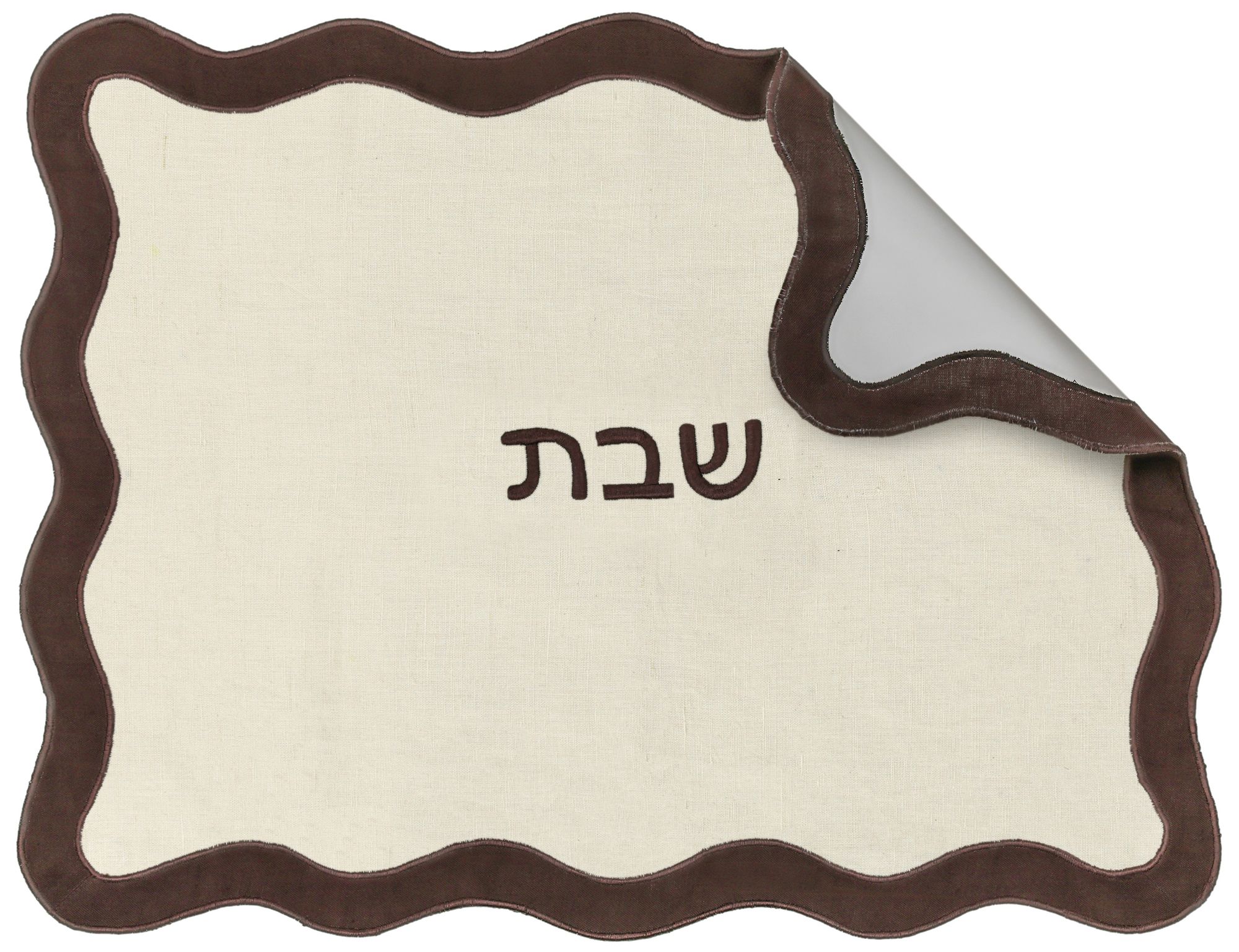 Image 4 Chocolate on Cream Organic Cotton / Linen Wavy Challah Cover more views