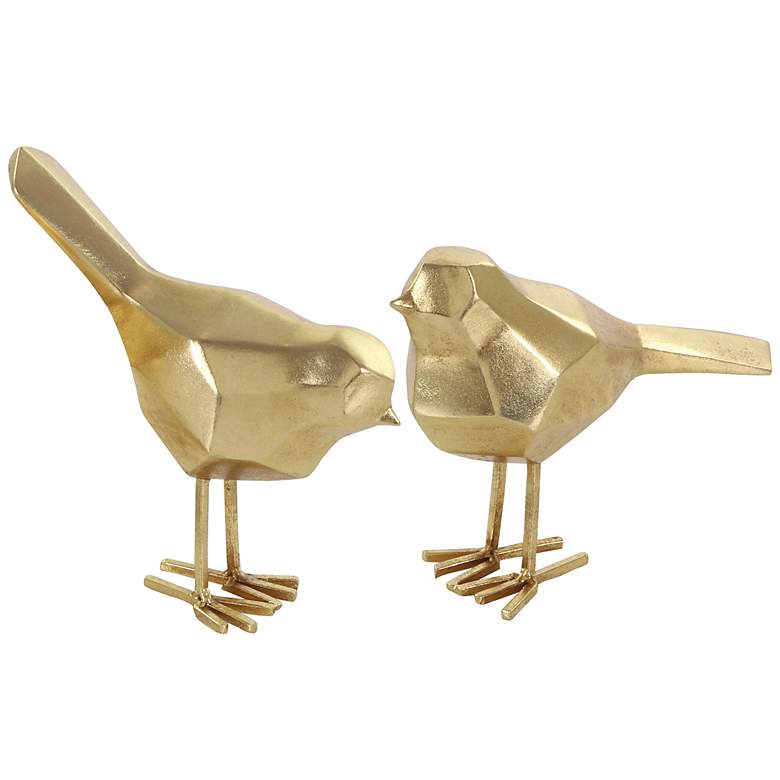 Image 2 Chripers Shiny Gold 2-Piece Decorative Bird Figurines Set