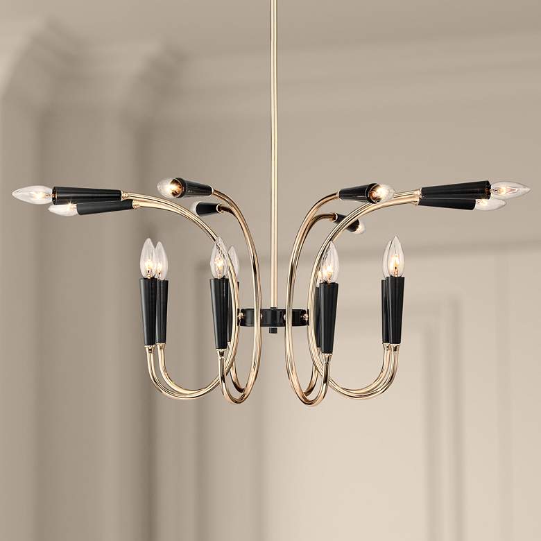 Image 1 Chris 31 inch Wide French Gold and Black 16-Light Chandelier