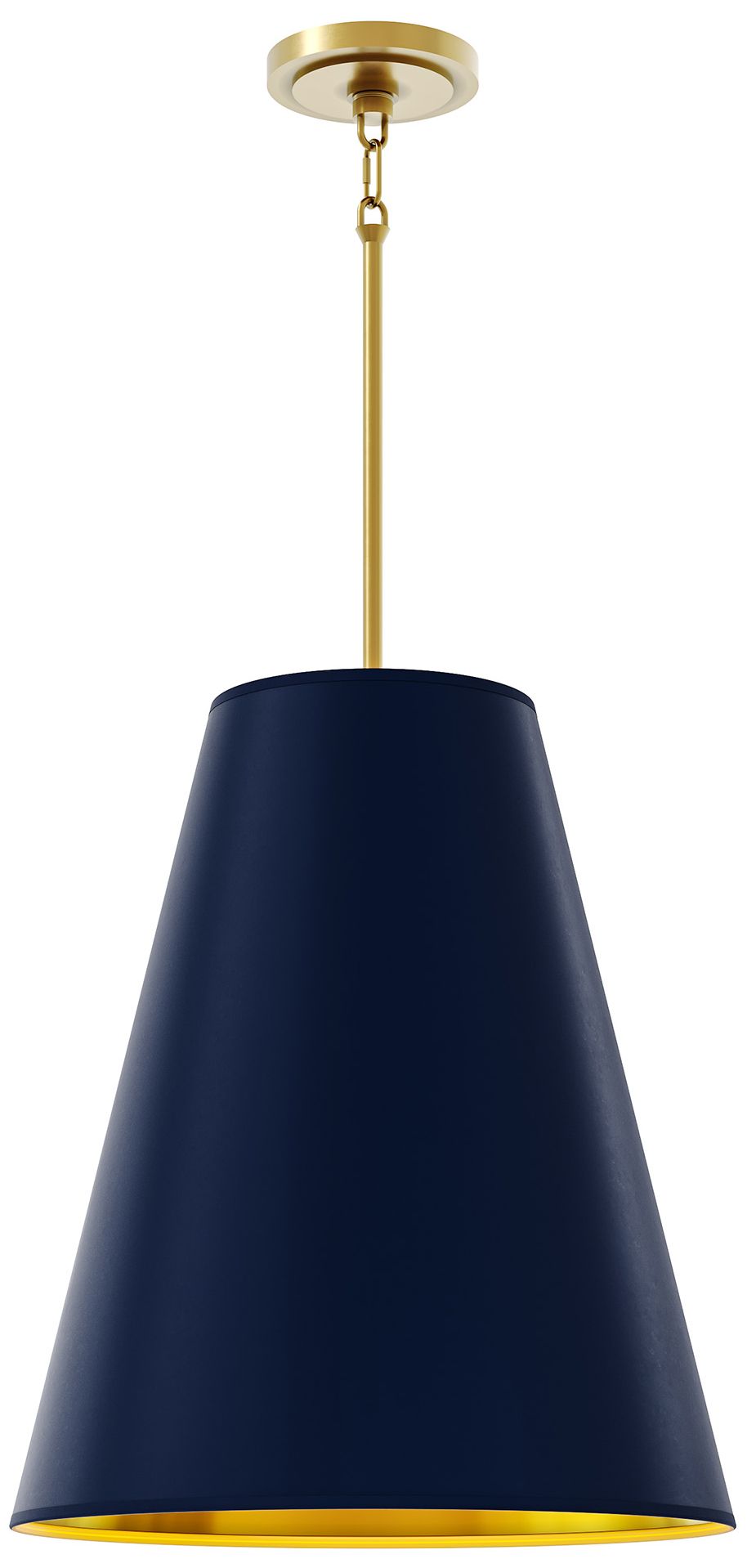 Chrissy 18"W 4-Light Brass Pendant w/ Midnight Blue & Gold Interior Shade