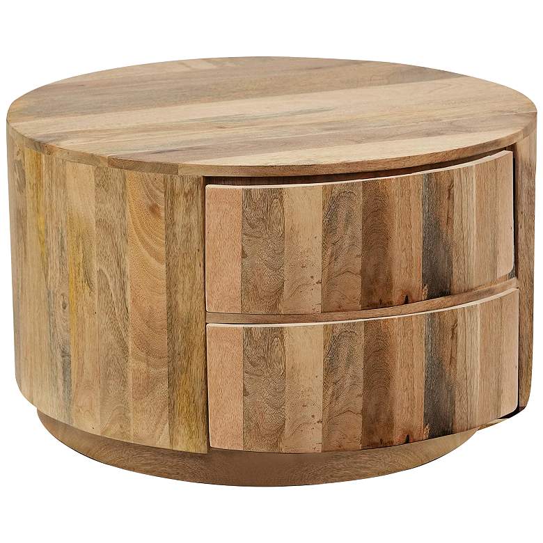 Image 1 Christa 30" Wide Natural Mango Wood 2-Drawer Coffee Table