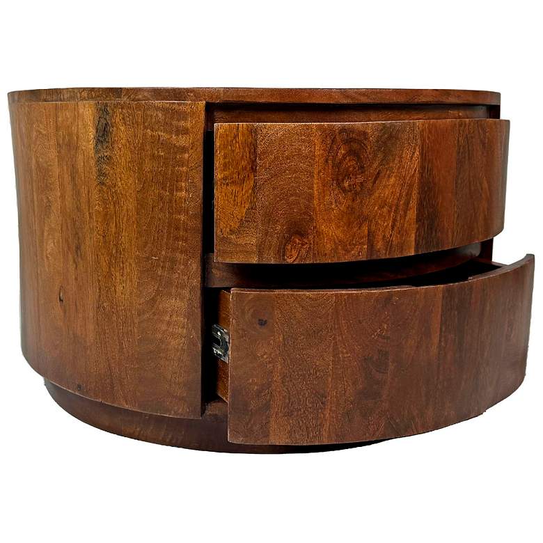 Image 1 Christa 30" Wide Chestnut Wood 2-Drawer Round Coffee Table
