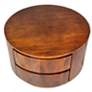 3_Christa 30" Wide Chestnut Wood 2-Drawer Round Coffee Table more views