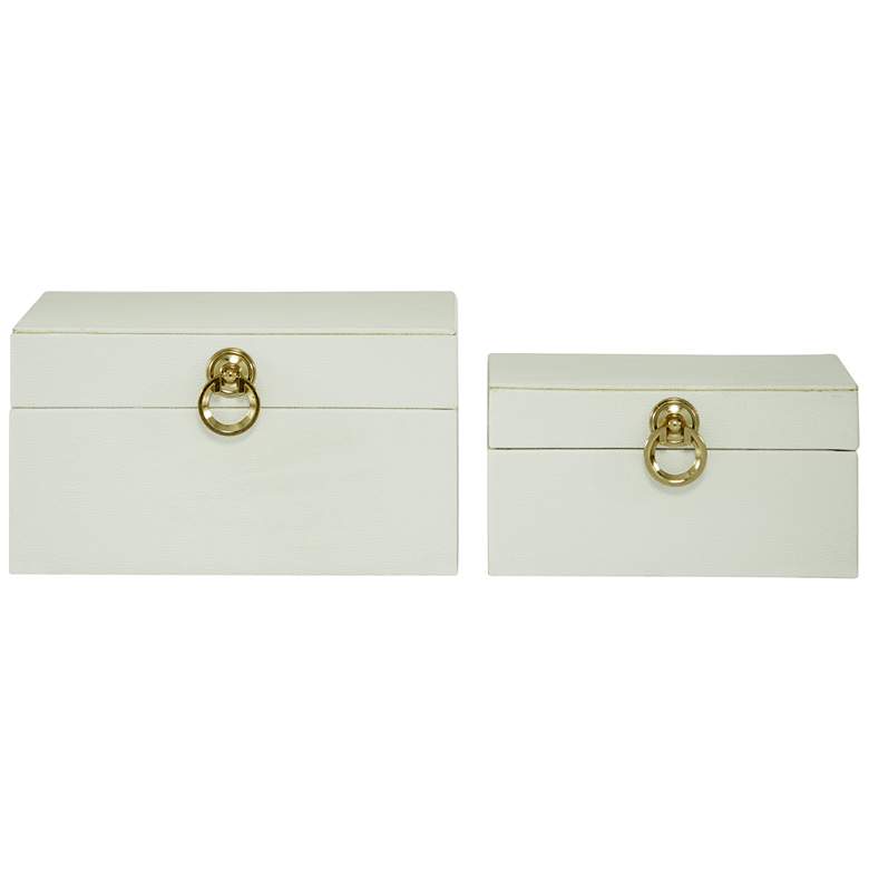 Christen White Faux Leather Decorative Boxes Set of 2