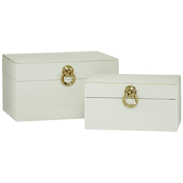 Christen White Faux Leather Decorative Boxes Set of 2 more views