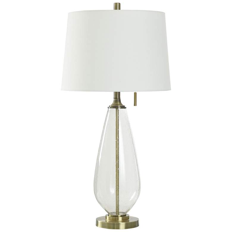 Image 1 Christian 32"H Clear Seeded Glass Gold Table Lamp w/ Off-White Shade