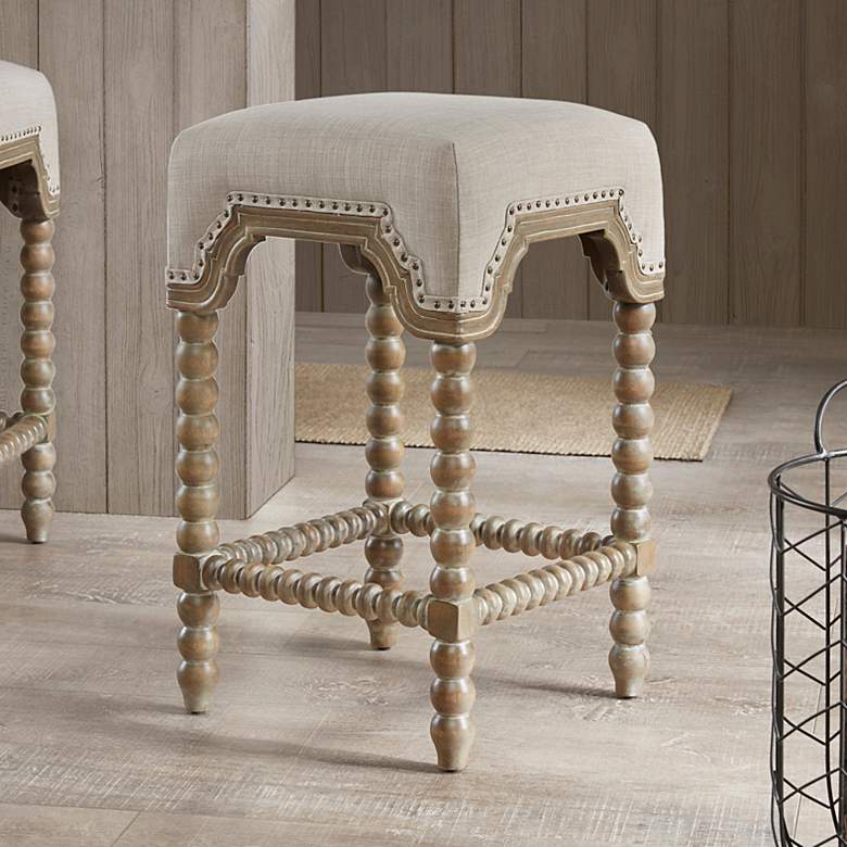 Image 1 Christine 25 3/4" Reclaimed Gray Smooth Wood Counter Stool