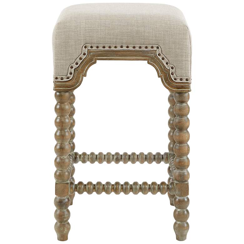 Image 7 Christine 25 3/4" Reclaimed Gray Smooth Wood Counter Stool more views