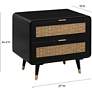 Christine 27" Wide Black and Natural Cane 2-Drawer Modern Nightstand