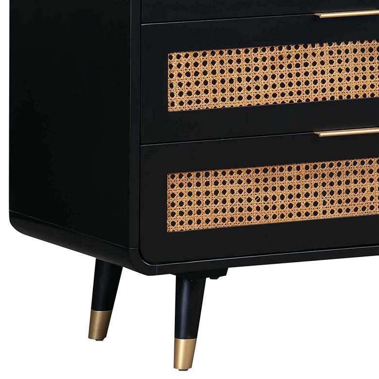 Image 4 Christine 62" Wide Black Acacia Wood and Iron 6-Drawer Dresser more views