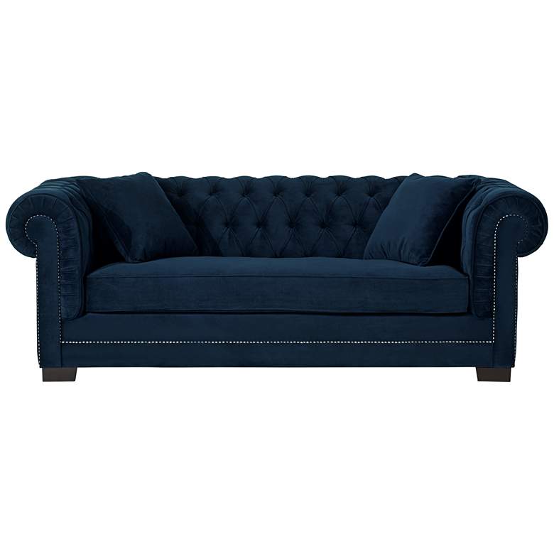 Image 4 Christine 86 1/4" Wide Ink Blue Velvet Tufted Sofa more views