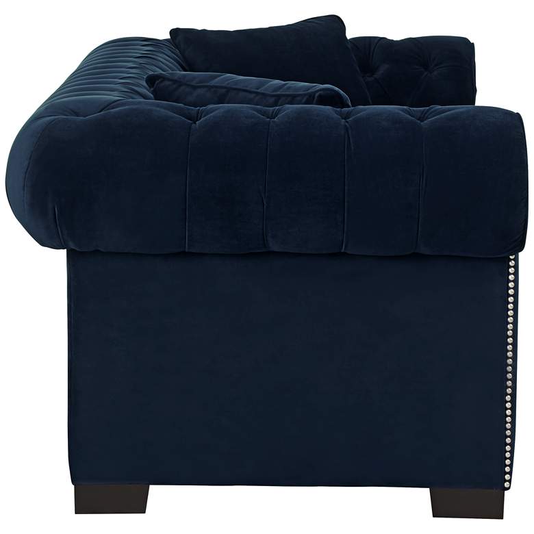 Image 7 Christine 86 1/4 inch Wide Ink Blue Velvet Tufted Sofa more views