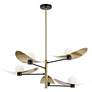 1_Christobel 40" Wide 5-Light Aged Brass Black Chandelier w/ White Shade
