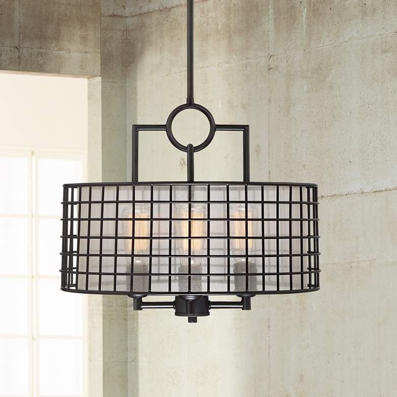 Image 1 Christoffer 18 inch Wide Oil-Rubbed Bronze Cage Pendant