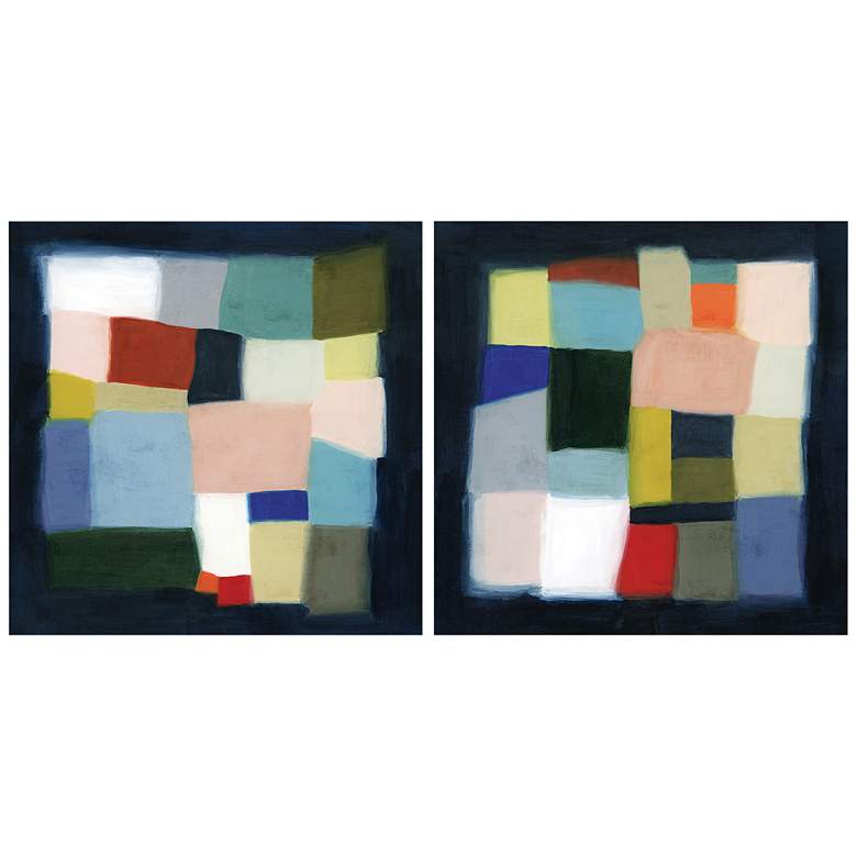 Image 2 Chromatic Cube I&II 38 inch Square 2-Piece Glass Wall Art Set