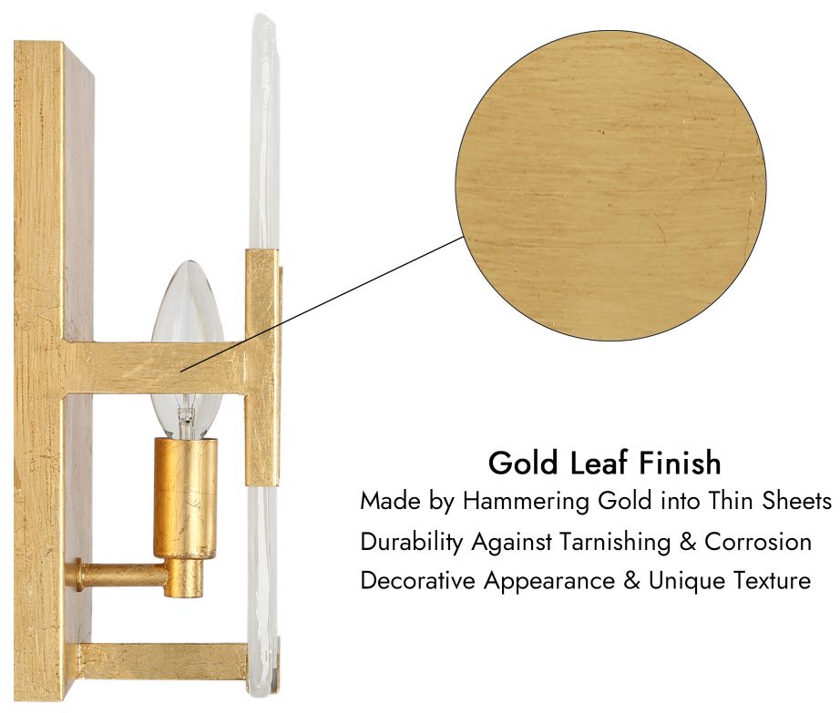 Image 4 Chromaticrisp 10" High Gold Leaf Distressed Wall Sconce more views