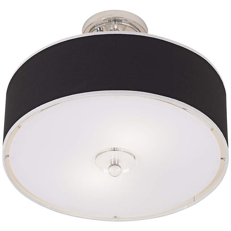 Image 5 Chrome 16" Wide Semi-Flush Ceiling Light with Opaque Shade more views