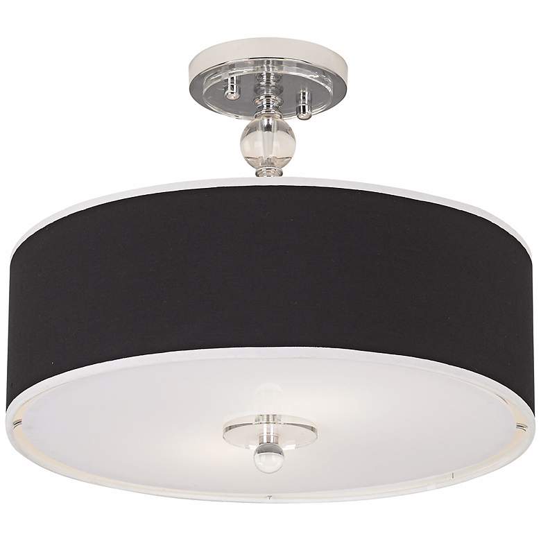 Image 6 Chrome 16" Wide Semi-Flush Ceiling Light with Opaque Shade more views