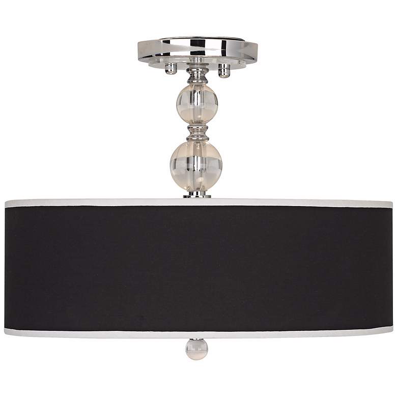 Image 7 Chrome 16" Wide Semi-Flush Ceiling Light with Opaque Shade more views