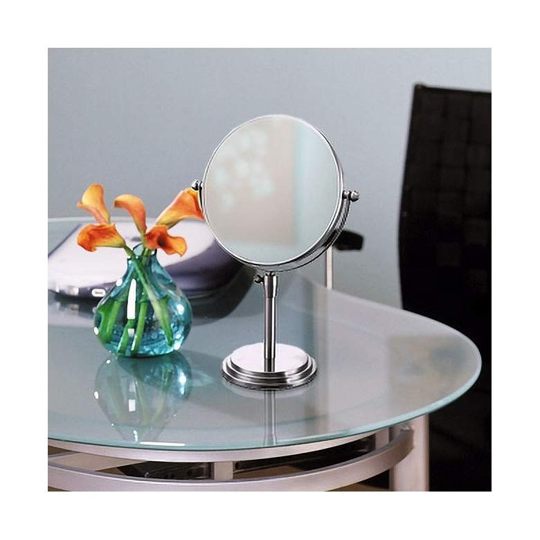 Image 1 Chrome Adjustable 5X Magnifying Vanity Cosmetic Stand Mirror