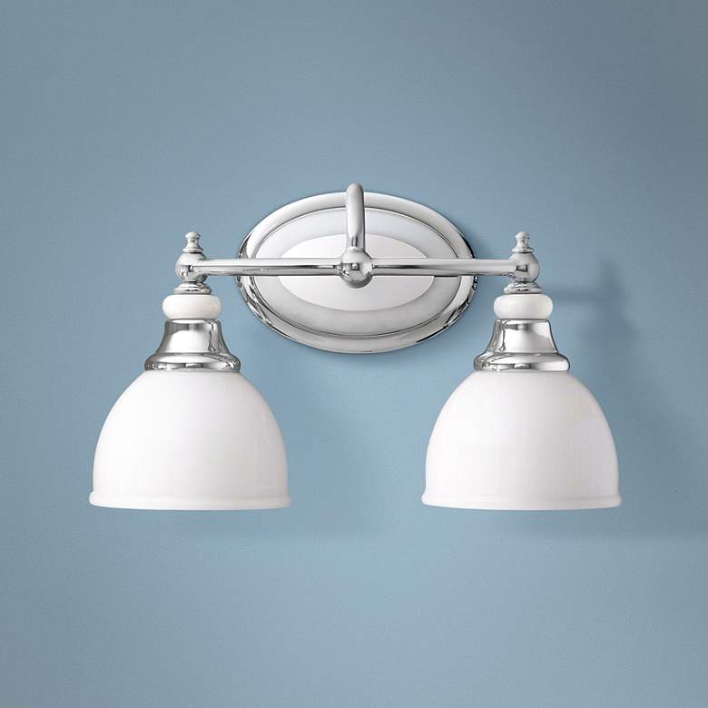 Image 1 Chrome and Cased Opal Glass 14 1/2" Wide Bathroom Light