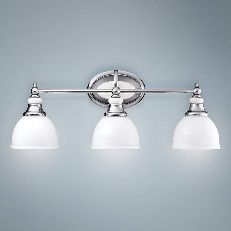 Image 1 Chrome and Cased Opal Glass 24 inch Wide Bathroom Light