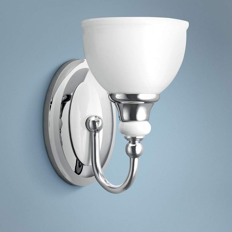 Image 1 Chrome and Cased Opal Glass 9 inch High Wall Sconce