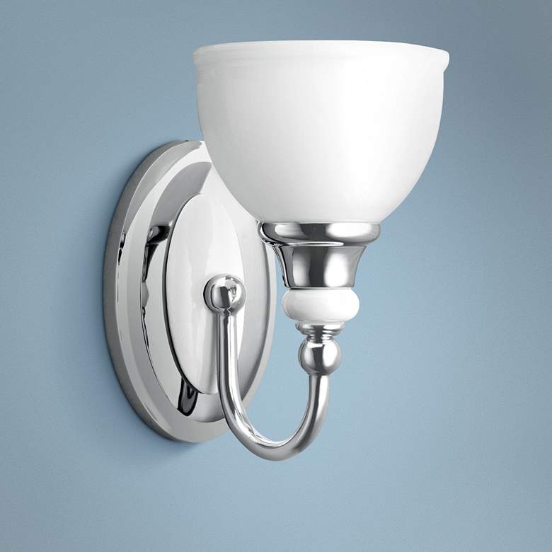 Image 1 Chrome and Cased Opal Glass 9" High Wall Sconce