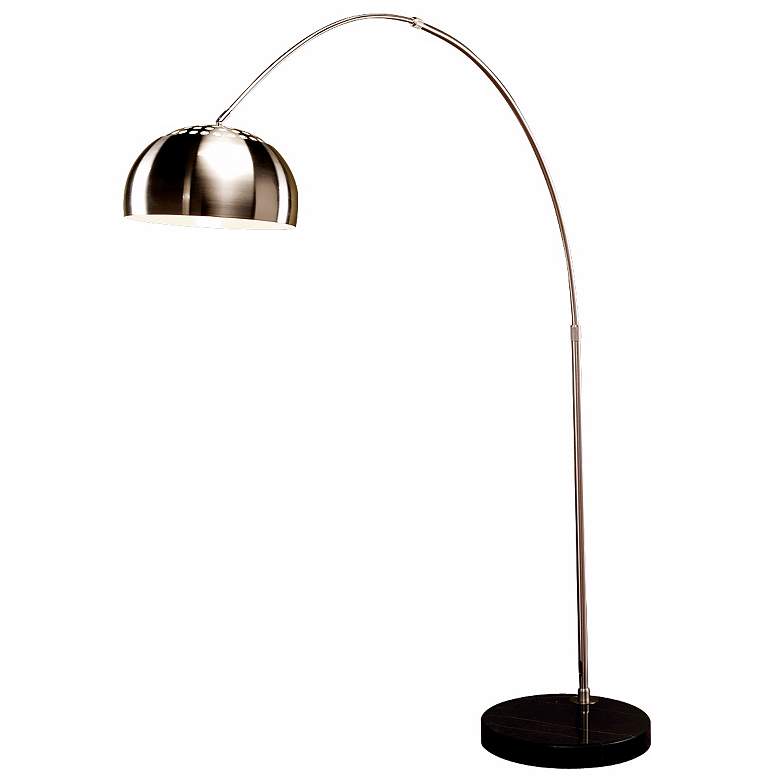 Image 1 Chrome Arch Black Marble Base Floor Lamp