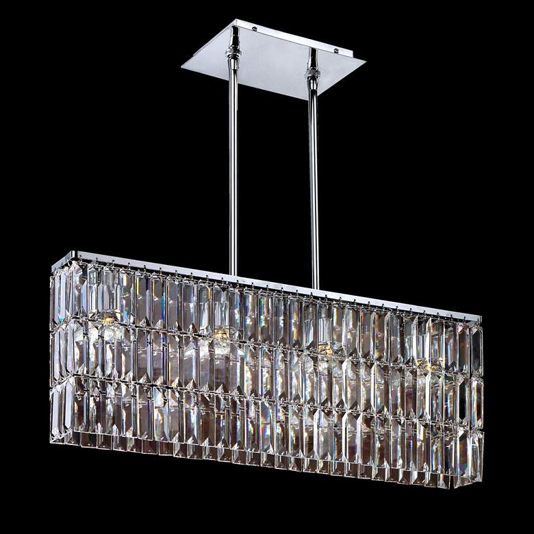 Image 1 Chrome Danube Crystal 24 inch Wide Pendant Chandelier