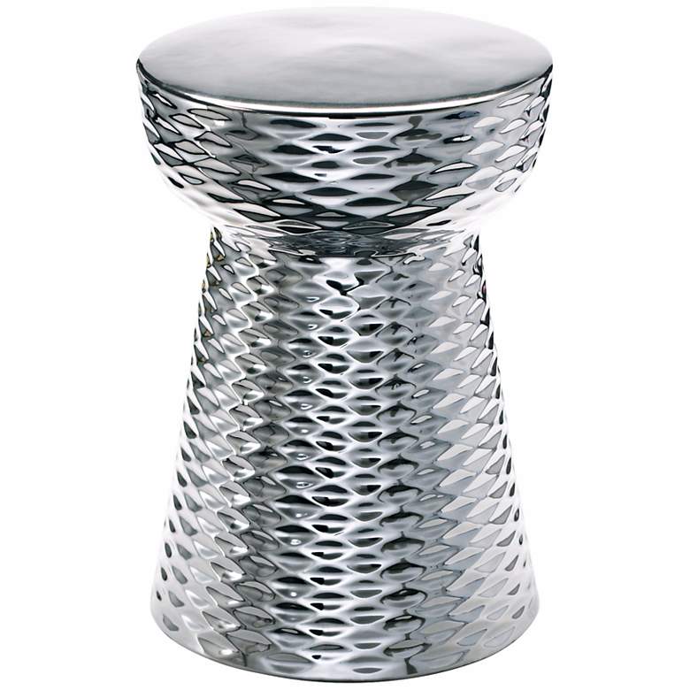 Image 1 Chrome Finish 17 3/4" High Ceramic Cone Ottoman