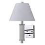 Chrome Finish Metal and White Shade Modern Plug-In Wall Light