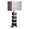 Chrome Screen Cappuccino Wood Cube Table Lamp