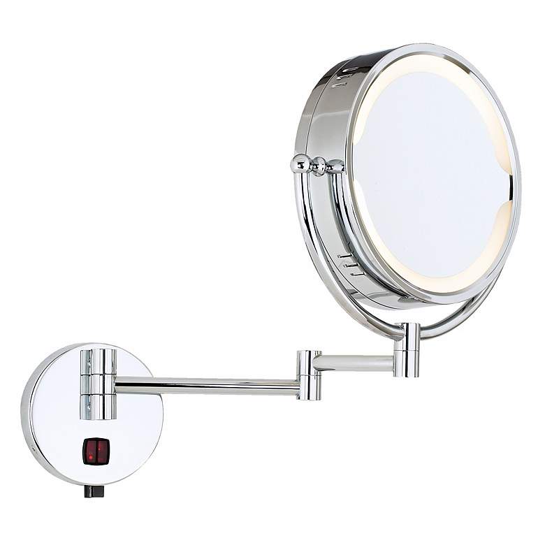 Image 1 Chrome Swing Arm Touch Free 8 1/2 inch Wide Lighted Mirror