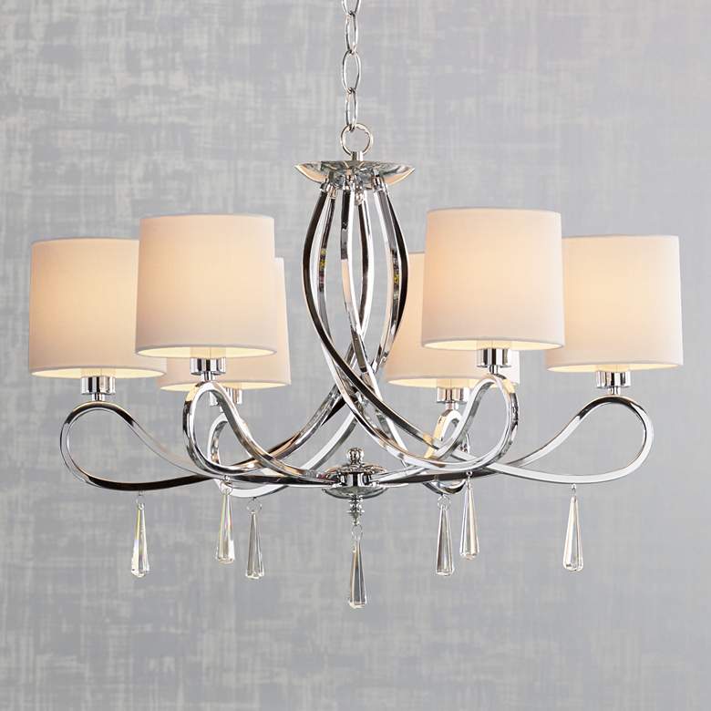 Image 1 Chrome Swirl Glass Drop 26" Wide Chandelier