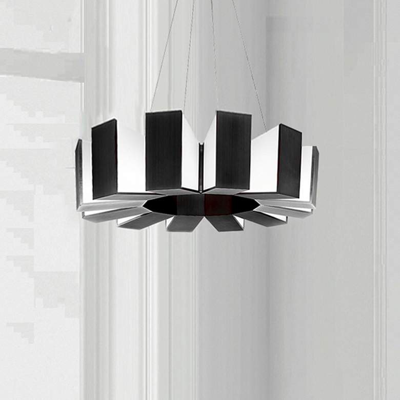 Image 2 Chronos 34" Wide Twelve Light Modern Chandelier in Black