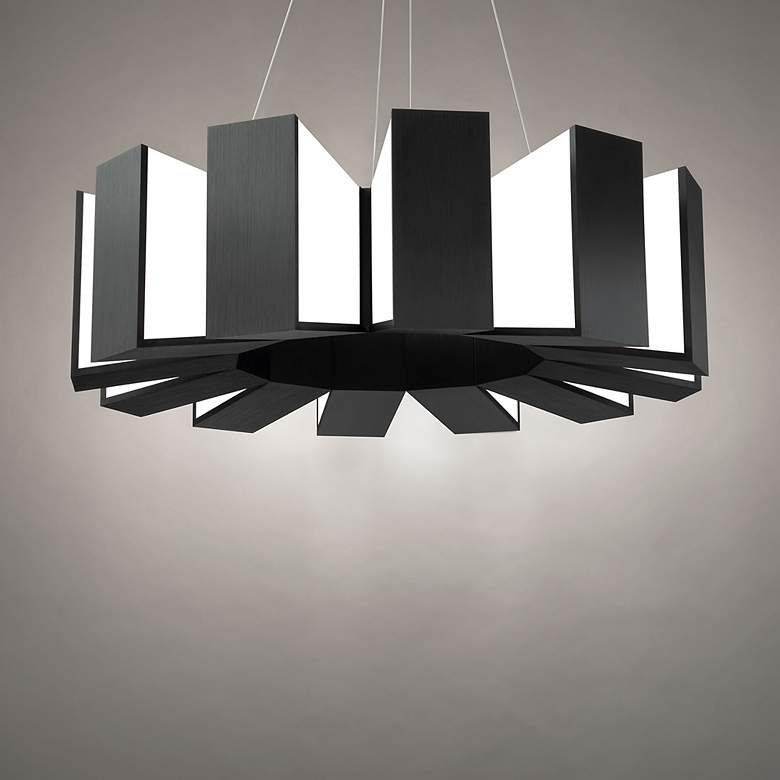 Image 4 Chronos 34" Wide Twelve Light Modern Chandelier in Black more views