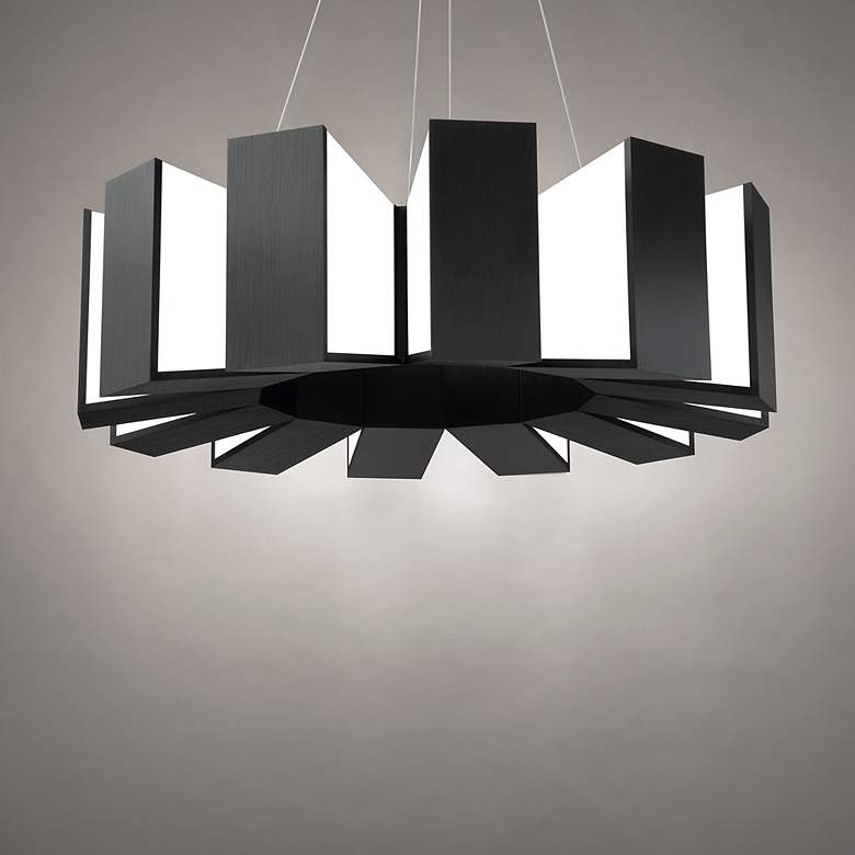 Image 4 Chronos 34 inch Wide Twelve Light Modern Chandelier in Black more views