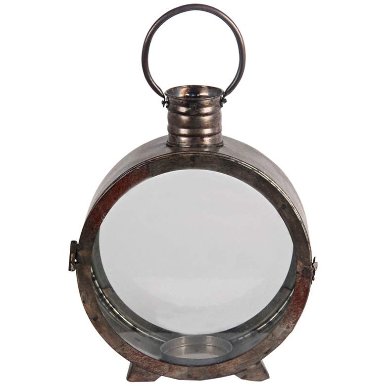 Image 1 Chronos Medium Round Vintage Gray Votive Candle Lantern
