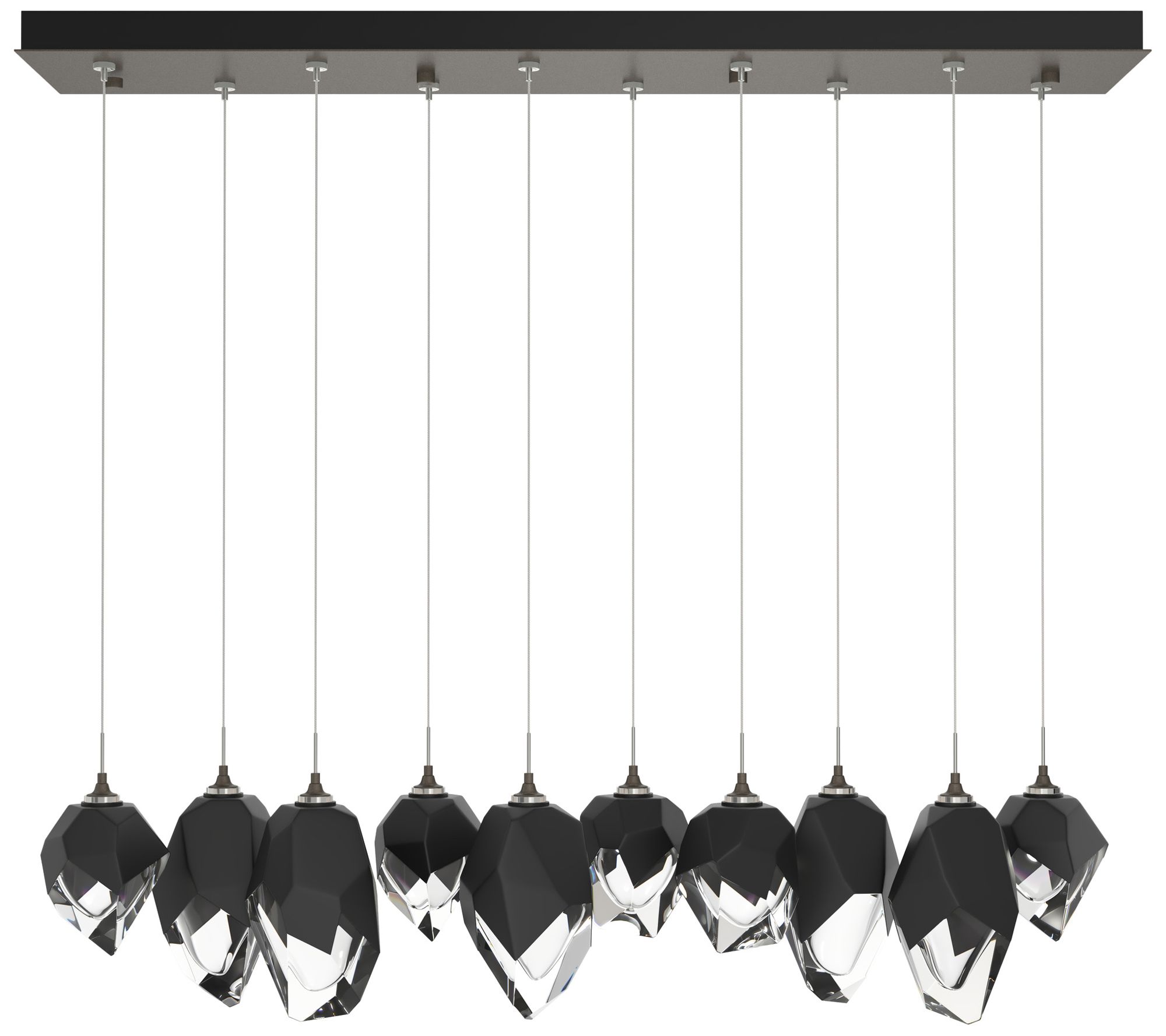 Chrysalis 10.1" 10-Light Crystal Smoke Long Pendant Made to Order