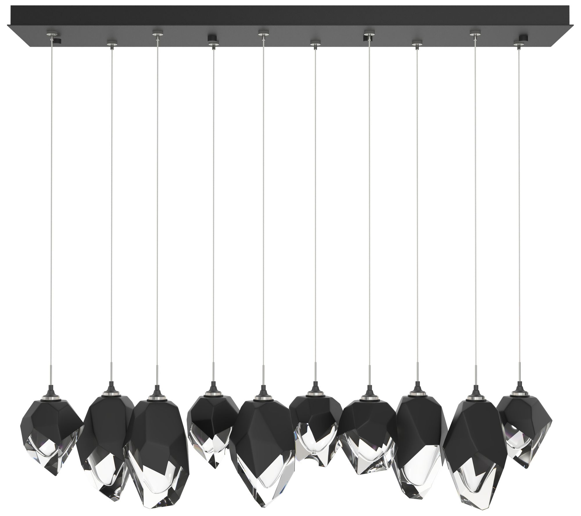 Chrysalis 10.1" 10-Light Mixed Crystal Black Long Pendant Made to Orde