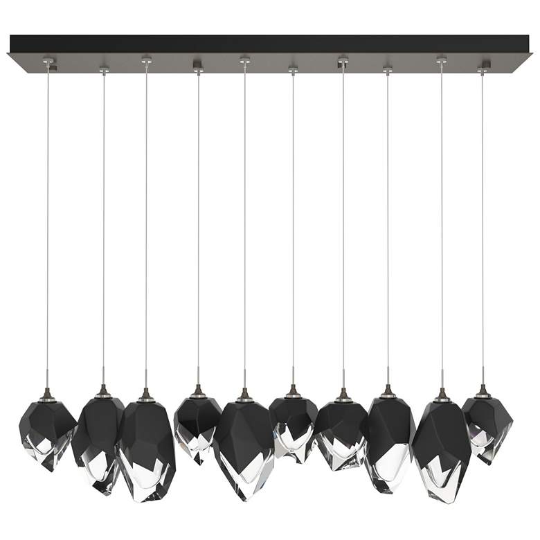 Image 1 Chrysalis 10.1"W 10-Light Mixed Black Crystal Dark Smoke Long Pendant