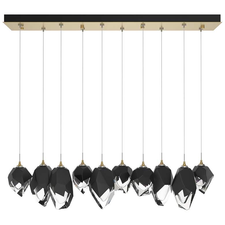 Image 1 Chrysalis 10.1"W 10-Light Mixed Black Crystal Modern Brass Long Pendan