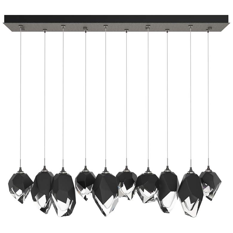 Image 1 Chrysalis 10.1"W 10-Light Mixed Black Crystal Natural Iron Long Pendan