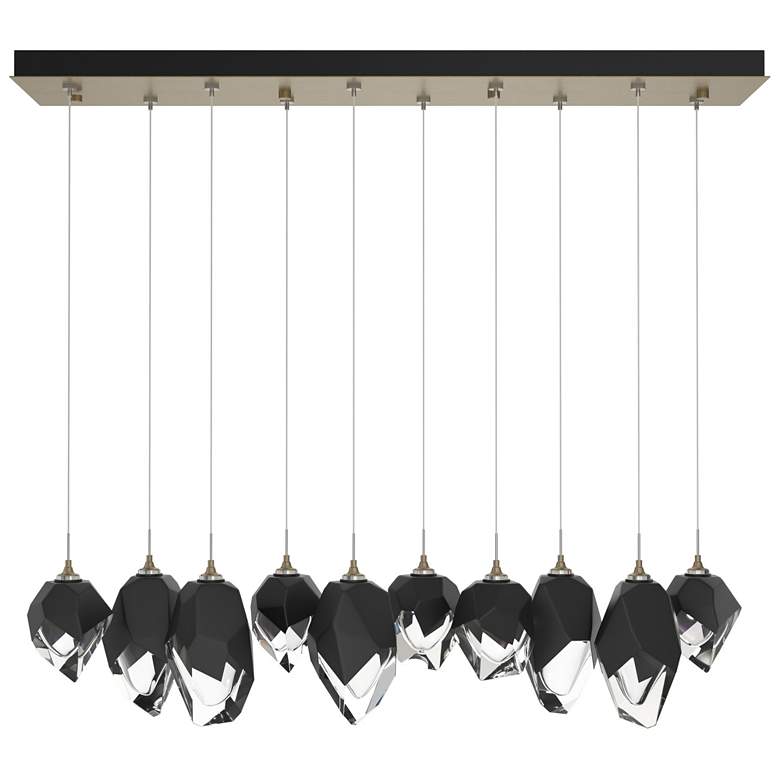 Image 1 Chrysalis 10.1"W 10-Light Mixed Black Crystal Soft Gold Long Pendant
