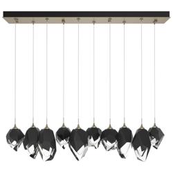 Chrysalis 10.1"W 10-Light Mixed Black Crystal Soft Gold Long Pendant