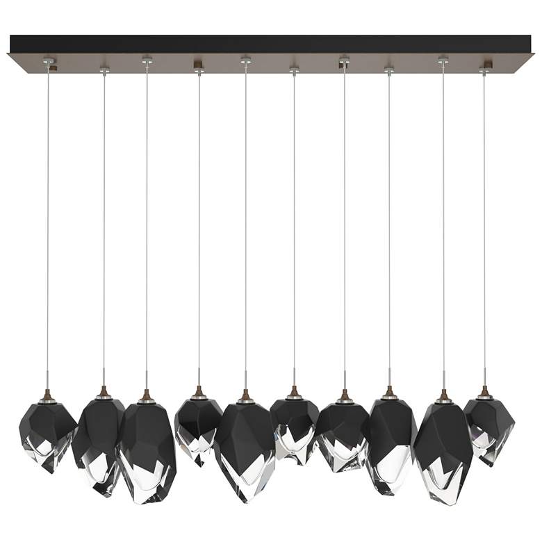 Image 1 Chrysalis 10.1"W 10-Light Mixed Crystal Black Crystal Bronze Long Pend