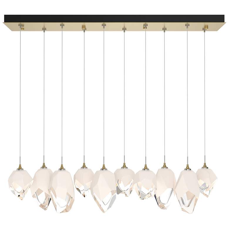 Image 1 Chrysalis 10.1"W 10-Light Mixed White Crystal Modern Brass Long Pendan