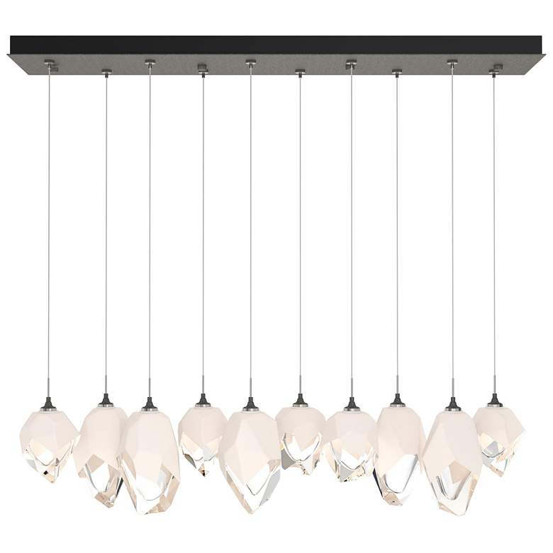 Image 1 Chrysalis 10.1"W 10-Light Mixed White Crystal Natural Iron Long Pendan