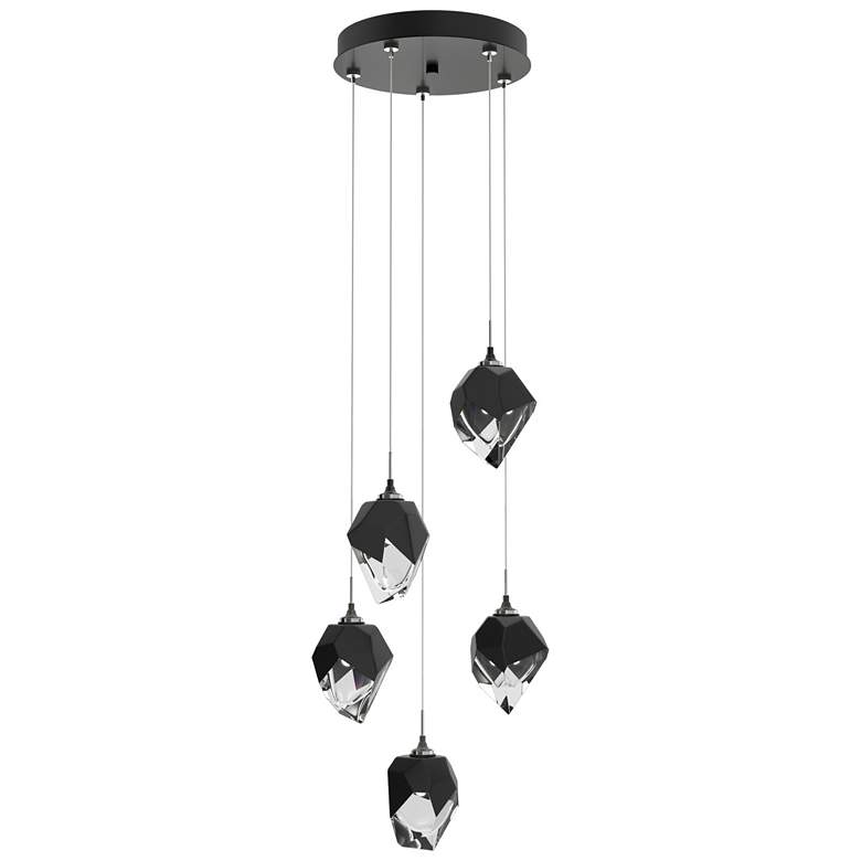 Image 1 Chrysalis 15.4" Wide 5-Light Small Crystal Black Crystal Ink Long Pend